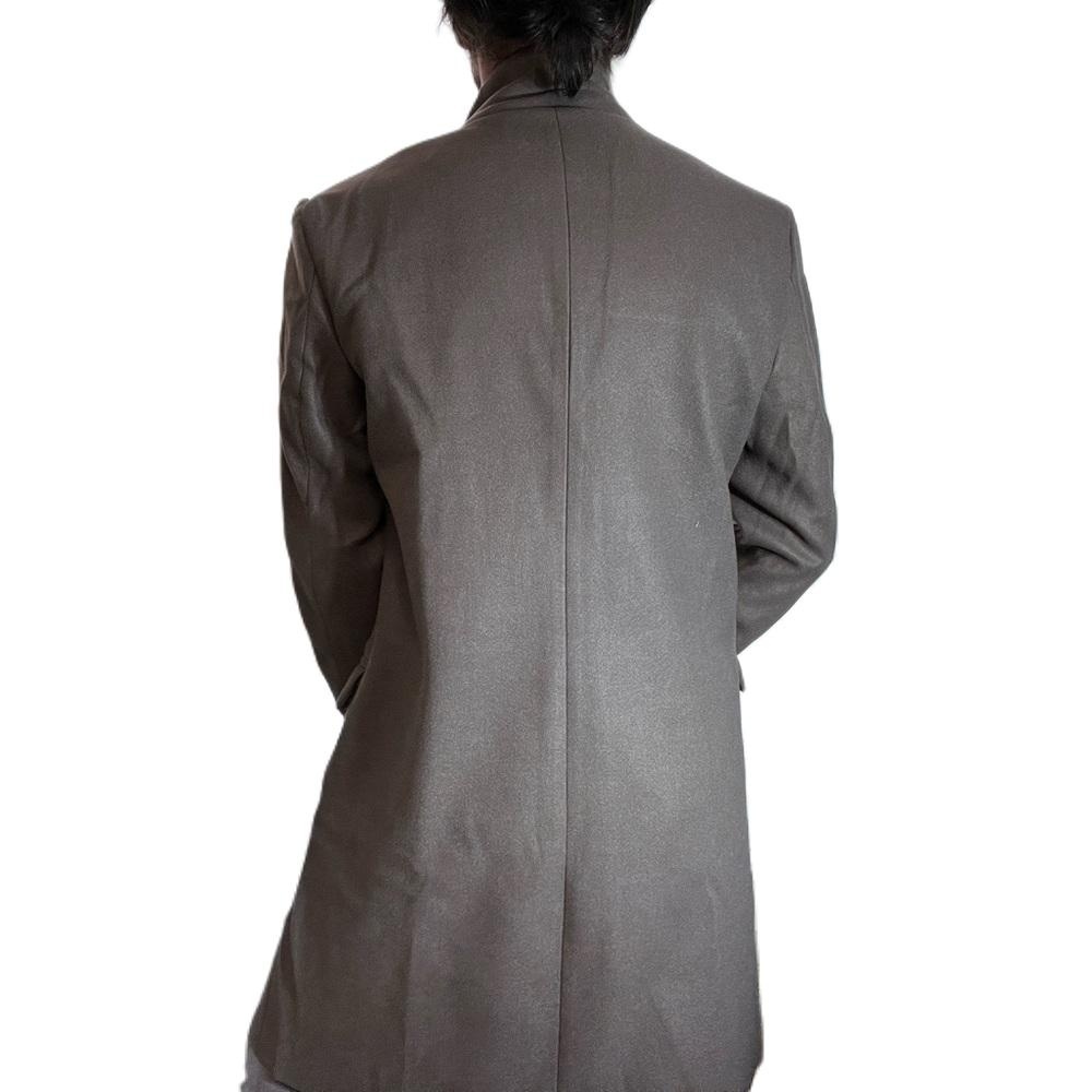Wool Blend Stand Collar Trench Coat | Long Pea Coat Winter Business Casual - Picture 3 of 4